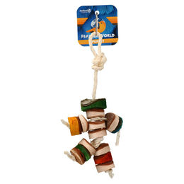 Produktbild von Feather World Vogelspielzeug Puppet aus Holz für Nymphensittiche und Papageien bunt 30 cm