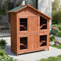 Produktbild von Feel2Home Hasenstall aus Holz mit 4 Boxen für Kaninchen und Kleintiere in Braun