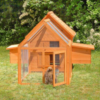 Produktbild von Feel2Home Hühnerstall aus Holz in Natur Braun als Nistkasten und Kleintiergehege für Hühner Wachteln und Kaninchen