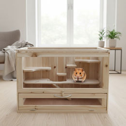 Feel2Home Kleintierkäfig aus Holz mit 5 Etagen für Hamster, Mäuse und Ratten in Beige – Bild 1 von 11