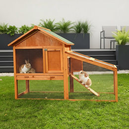 Feel2Home Kleintierstall aus Holz für Kaninchen Meerschweinchen Hamster und Chinchilla in Braun – Bild 1 von 8