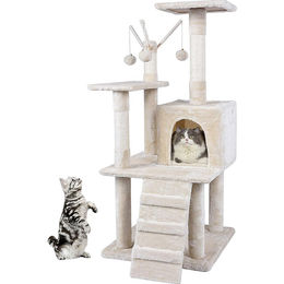 Feel2Home Kratzbaum für Katzen in Beige mit 121 cm Höhe und Sisal-Elementen – Bild 1 von 4