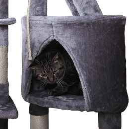 Feel2Home Kratzbaum für Katzen in Grau mit Sisal 120cm – Bild 1 von 5