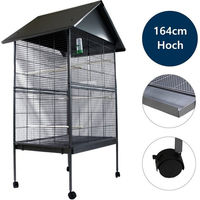 Produktbild von Feel2Home Vogelvoliere XXL aus Metall in Grau mit Gitter über der Bodenwanne