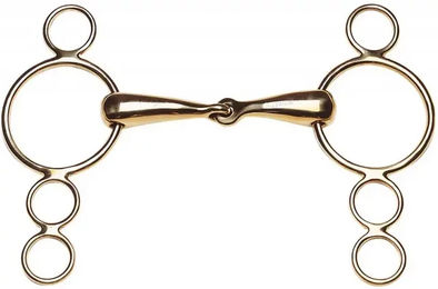 Produktbild von Feeling Cyprium Continental Knebelgebiss 4-Ring aus Metall Bunt Gold 125 mm für Pferde
