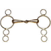 Produktbild von Feeling Cyprium Continental Knebelgebiss 4-Ring aus Metall Bunt Gold 125 mm für Pferde