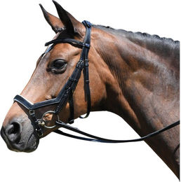 Feeling Ledertrense mit Zügel für Ponys in Schwarz-Weiß mit silbernen Strass-Elementen – Bild 1 von 2