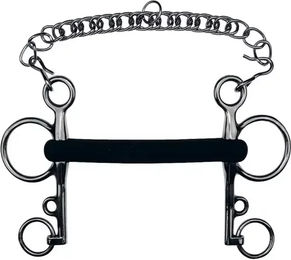 Produktbild von Feeling Pelham Gebiss für Pferde aus Edelstahl in Schwarz und Silber