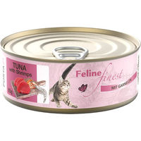 Produktbild von Feline Finest Katzen Nassfutter Thunfisch mit Garnelen Stückchen in Gelee 24 x 85 g - 6 x 85 g
