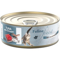Produktbild von Feline Finest Katzenfutter Thunfisch mit Zackenbarsch Stückchen in Sauce 6 x 85 g - 6 x 85 g