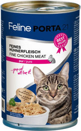 Produktbild von Feline Porta 21 Katzen Nassfutter Adult Huhn Stückchen in Sauce 6 x 400 g Sensitive ohne Zucker und Konservierungsstoffe - 6 x 400 g