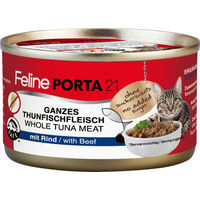 Produktbild von Feline Porta 21 Katzen Nassfutter Adult Thunfisch mit Rind Stückchen in Sauce getreidefrei 6 x 90 g - 6 x 90 g