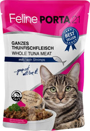 Produktbild von Feline Porta 21 Katzen Nassfutter Stückchen in Sauce Thunfisch mit Garnele 6 x 100 g - 6 x 100 g