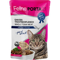 Produktbild von Feline Porta 21 Katzen Nassfutter Stückchen in Sauce Thunfisch mit Garnele 6 x 100 g - 6 x 100 g