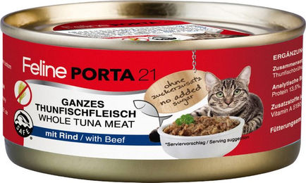 Produktbild von Feline Porta 21 Katzen Nassfutter Thunfisch mit Rind in Sauce 6 x 156 g getreidefrei ohne Zucker - 6 x 156 g