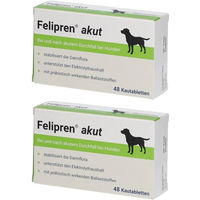 Produktbild von Felipren akut Tabletten für Hunde zur Unterstützung der Magen-Darm-Funktion mit Elektrolyten und Probiotika