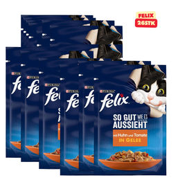 Felix Bio Katzenfutter Stückchen in Gelee Huhn für adulte Katzen 26 x 85g - 120 x 85 g – Bild 1 von 7