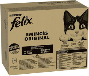 Produktbild von Felix Classic Katzen Nassfutter Pouch Mix Stückchen in Gelee und Sauce 120 x 85 g - 120 x 85 g