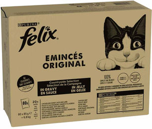 Produktbild von Felix Classic Pouches Katzenfutter Geschmacksvielfalt vom Land 80 x 85 g - 80 x 85 g