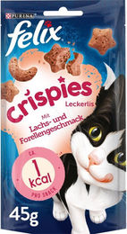 Produktbild von Felix Crispies Katzensnack Lachs und Forelle für erwachsene Katzen 8x45g