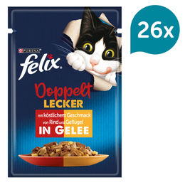 Felix Doppelt Lecker Katzen Nassfutter Adult Rind und Geflügel in Gelee 26x85g – Bild 1 von 7