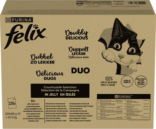 Felix Doppelt Lecker Katzen Nassfutter Stückchen in Gelee Geschmacksvielfalt vom Land 120 x 85 g - 120 x 85 g – Bild 1 von 6