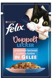 Felix Doppelt Lecker Nassfutter für kastrierte Katzen Adult Lachs und Sardine Stückchen in Gelee 26x85 g - 26 x 85 g – Bild 1 von 3