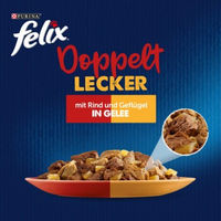 Produktbild von Felix Doppelt Lecker Nassfutter für kastrierte Katzen Adult Rind und Geflügel mit Stückchen in Gelee 104x85 g - 104 x 85 g