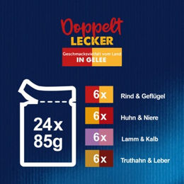 Felix Doppelt Lecker Nassfutter Katze Adult Geschmacksvielfalt vom Land Stückchen in Gelee 24 x 85 g - 24 x 85 g – Bild 1 von 5