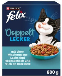Felix Doppelt Lecker Trockenfutter für Katzen Adult Lachs und Hochseefisch ohne Farb- und Aromastoffe 800 g – Bild 1 von 3