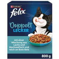 Produktbild von Felix Doppelt Lecker Trockenfutter für Katzen Adult Lachs und Hochseefisch ohne Farb- und Aromastoffe 800 g