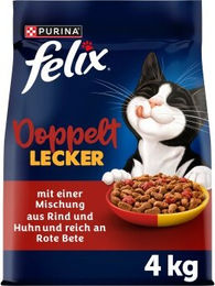 Felix Doppelt Lecker Trockenfutter für Katzen Adult Rind und Huhn 4 kg – Bild 1 von 4