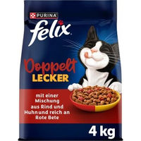 Produktbild von Felix Doppelt Lecker Trockenfutter für Katzen Adult Rind und Huhn 4 kg