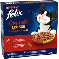 Produktbild von Felix Doppelt Lecker Trockenfutter für Katzen Adult Rind und Huhn 800 g ohne Farb- und Aromastoffe