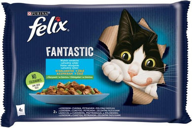 Felix Fantastic Katzen Nassfutter Adult Lachs mit Zucchini und Forelle mit grünen Bohnen 4x85g – Bild 1 von 1
