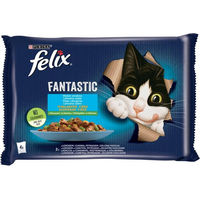 Produktbild von Felix Fantastic Katzen Nassfutter Adult Lachs mit Zucchini und Forelle mit grünen Bohnen 4x85g