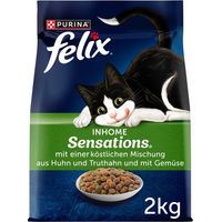 Produktbild von Felix Inhome Sensations Katzenfutter Huhn & Gemüse für ausgewachsene Wohnungskatzen 4x2kg