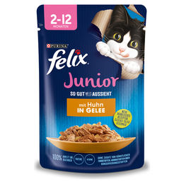 Felix Junior Katzen Nassfutter Huhn in Gelee 26x85g - 26 x 85 g – Bild 1 von 3