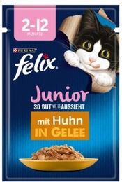 Felix Junior Kitten Nassfutter Huhn in Gelee 104x85 g - 104 x 85 g – Bild 1 von 2