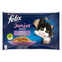 Produktbild von Felix Junior Kitten Nassfutter Lachs und Huhn Stückchen in Gelee 4 x 85 g - 4 x 85 g