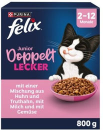 Felix Junior Kitten Trockenfutter Geflügel mit knusprigen Kroketten 800g – Bild 1 von 4