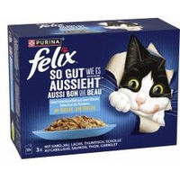 Produktbild von Felix Katzen Nassfutter Geschmacksvielfalt aus dem Wasser Stückchen in Gelee für Adult Katzen 12 x 85 g - 12 x 85 g