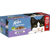 Produktbild von Felix Katzen Nassfutter Multipack mit Stückchen in Gelee Huhn Ente Lachs Rind Fisch für adulte Katzen 48 x 85 g
