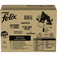 Produktbild von Felix Katzen Nassfutter So gut wie es aussieht Stückchen in Gelee Mix Huhn Rind Lachs Thunfisch Adult 120 x 85 g - 120 x 85 g