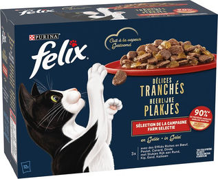 Felix Katzen Nassfutter Stückchen in Gelee Adult 12 x 80 g ohne Farb- und Aromastoffe sowie Konservierungsstoffe - 12 x 80 g – Bild 1 von 5