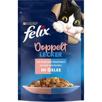 Produktbild von Felix Katzenfutter Adult Sardine und Lachs 26 x 85 g ohne Farb-, Aroma- und Konservierungsstoffe