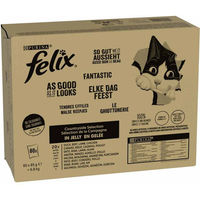 Produktbild von Felix Katzenfutter Adult Stückchen in Gelee Fleisch Mixpaket Rind Huhn Ente Lamm 80 x 85 g - 80 x 85 g