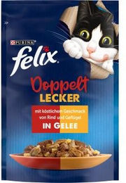 Felix Katzenfutter Doppelt Lecker Stückchen in Gelee Rind und Geflügel Adult 26x85g - 26 x 85 g – Bild 1 von 3