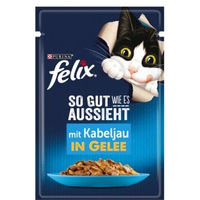 Produktbild von Felix Katzenfutter für erwachsene kastrierte Katzen Kabeljau Stückchen in Gelee 26x85 g - 26 x 85 g