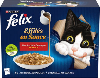Produktbild von Felix Katzenfutter Gravy Lover Stückchen in Sauce für Adult 12 x 85 g Geschmacksvielfalt Rind Huhn Lamm Ente ohne Farb- und Aromastoffe - 12 x 85 g